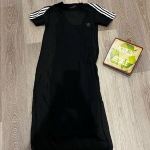 Adidas Black Maxi Dress with White Stripes
